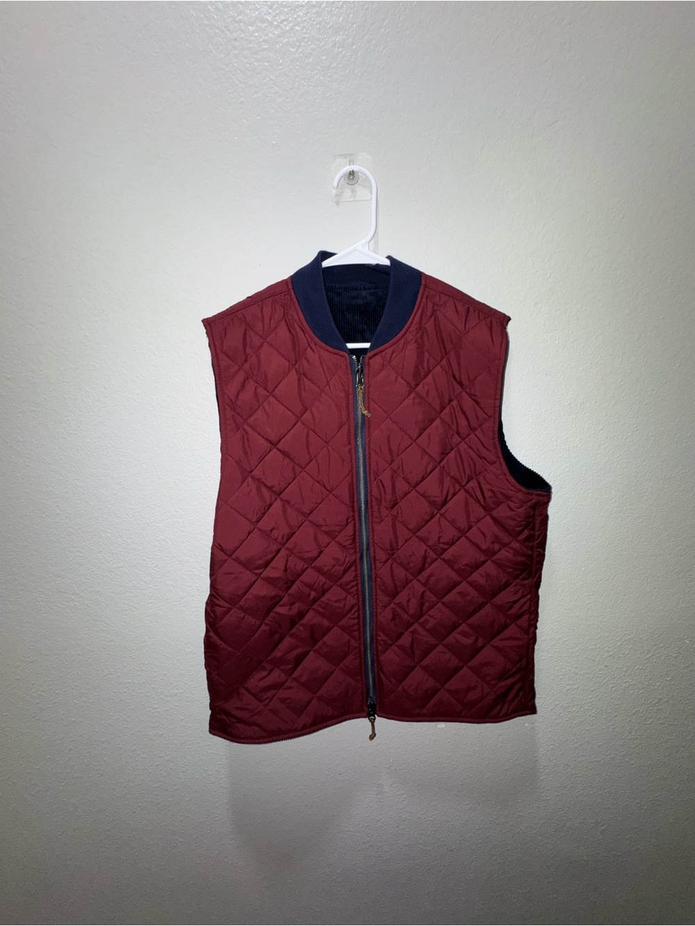 Bonobos Quilted Wine Red Vest with Contrast Navy Trim